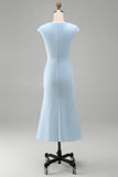Robe sirène blanche col rond manches courtes