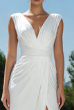 Robe de fiançailles midi blanche col V simple