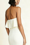 Robe de fiançailles Midi bodycon bodycon blanche sans bustiers