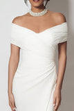Robe de fiançailles longue fourreau blanc avec fente
