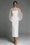Robe de fiançailles Midi à manches bouffantes ivoire
