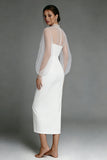 Robe de fiançailles Midi à manches bouffantes ivoire