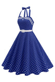 Robe des années 1950 à pois à pois noire A Line des années 1950