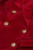 Costumes femme en revers double pièce double boutonnage en velours à pointe rouge foncé