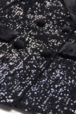Blazer pour femmes à revers à paillettes noires scintillantes