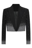 Blazer pour femmes en revers Black Peak à perles scintillantes