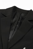 Blazer féminin à revers à paillettes noires perlées