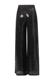 Costumes de bal pour femmes en deux pièces noirs rouges à simple poitrine et boutons à revers scintillants