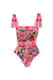 Maillot de bain Fuchsia fleur de contrôle du ventre en 2 pièces avec robe de plage