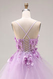 Organza lilas Sweetheart A-Line A-Cross Dos Lacet Longue Robe de Bal avec des appliques