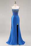 Corset de bal longue-brette bleu bleu bleu bustier perlé