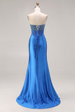 Corset de bal longue-brette bleu bleu bleu bustier perlé