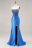 Corset de bal longue-brette bleu bleu bleu bustier perlé