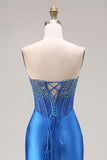 Corset de bal longue-brette bleu bleu bleu bustier perlé