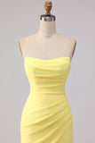 Robe longue de demoiselle d’honneur jaune sans bustier