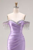 Petite robe de bal longue perlée perlée en satin en satin