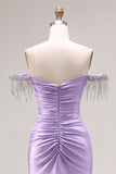 Petite robe de bal longue perlée perlée en satin en satin