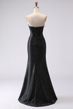 Corset de bal long perlé avec sirène noire et fente