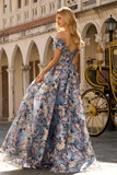 Corset de bal long corset fleural fleuri décollé à épaule en forme de long corset avec fente
