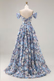 Corset de bal long corset fleural fleuri décollé à épaule en forme de long corset avec fente