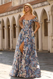 Corset de bal long corset fleural fleuri décollé à épaule en forme de long corset avec fente
