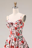 Robe de bal longue rose ligne A bretelles fines