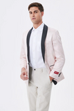 Blazer pour homme à revers châle rose clair