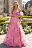 Robe Maxi rose A Line dénudée avec fente