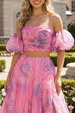 Robe Maxi rose A Line dénudée avec fente