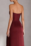 Robe longue en satin à fourreau bourgogne