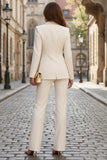 Costumes de travail féminins bleu ciel à revers de pointe à un bouton