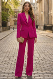 Costume d'affaires femme 2 pièces fuchsia revers pointe coupe slim