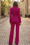 Costume d'affaires femme 2 pièces fuchsia revers pointe coupe slim