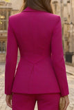 Costume d'affaires femme 2 pièces fuchsia revers pointe coupe slim