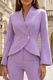 Costumes d’affaires féminins à revers slim en deux pièces rose pâle