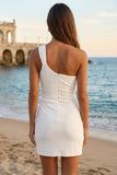 Ivoire robe de remise des diplômes Bodycon Bodycon Froncée avec fente