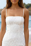 Robe de remise de diplôme Bodycon Bodycon Short Necks Ivory Strapstraps
