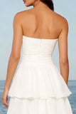 Robe nuptiale nuptiale midi en A-line en Tulle ivoire bustier avec nœud