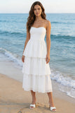 Robe blanche Midi à étages en tulle ivoire