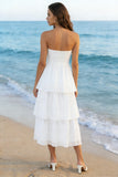 Robe blanche Midi à étages en tulle ivoire