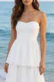 Robe blanche Midi à étages en tulle ivoire