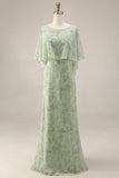 Robe de mariage invitée élégante deux pièces en chiffon imprimé Dusty Sage