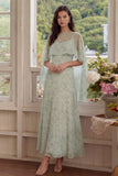 Robe de mariage invitée élégante deux pièces en chiffon imprimé Dusty Sage