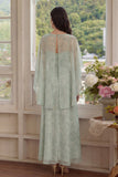 Robe de mariage invitée élégante deux pièces en chiffon imprimé Dusty Sage