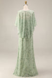 Robe de mariage invitée élégante deux pièces en chiffon imprimé Dusty Sage