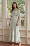 Robe de mariage invitée élégante deux pièces en chiffon imprimé Dusty Sage