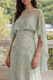 Robe de mariage invitée élégante deux pièces en chiffon imprimé Dusty Sage