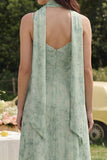 Robe Midi à bretelles fines en mousseline à motif de sauge poussiéreuse