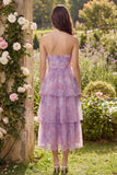 Robe Midi en tule à étages bustier sans bretelles en tulle