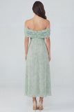 Robe midi en chiffon imprimée Sage poussiéreuse avec une fente